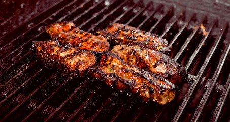 Roasted Pork Belly on the grill.