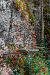 /stairs on a stone wall