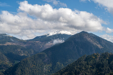 Fototapeta premium Aerial View alp mountains In South Tyrol region in Italy.