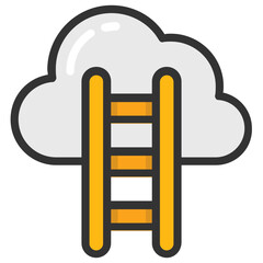 
A cloud with a ladder representing conceptual icon of cloud hosting
