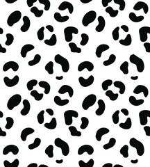 Vector seamless pattern of leopard spots fur print isolated on white background
