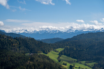 Obraz premium Aerial View alp mountains In South Tyrol region in Italy.