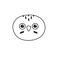 Vector flat cartoon hand drawn polar white owl face isolated on white background