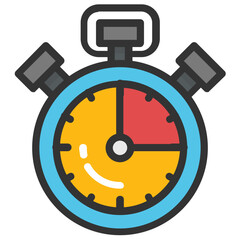 
Flat design icon of stopwatch or timer 
