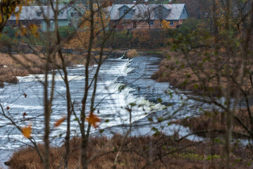 Fototapeta premium wide river waterfall with small falls