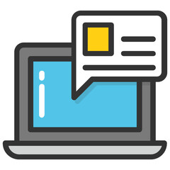 
Flat design icon of laptop with email going sign, concept of email marketing

