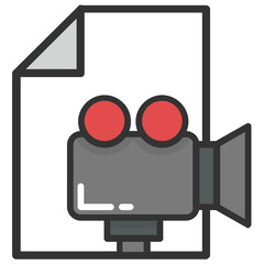 
A document with video camera concept of video file flat icon
