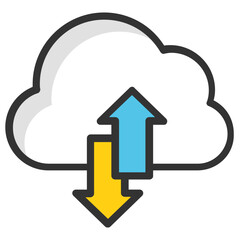 
Trendy flat design icon of cloud network or cloud computing
