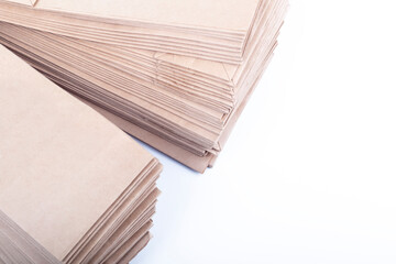 studio lighting. a stack of paper bags for recycling in the home. Second life to paper.