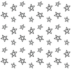 Vector seamless pattern of hand drawn doodle sketch stars isolated on white background