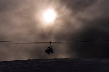 Kayseri / Turkey - January 14 2019: People skiing in Erciyes ski resort. Snowy Mount Erciyes