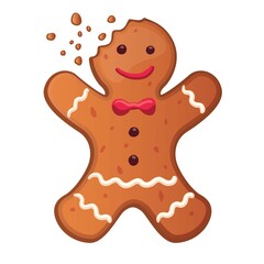 Holiday gingerbread man cookie. Cookie in shape of man with colored icing. New year and xmas celebration