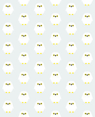 Vector seamless pattern of flat cartoon doodle owl isolated on gray background