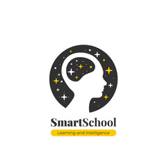 Smart School logo icon design. Learning and intelligence. The concept of knowledge. The human brain, reaching for the stars. Children and Kid education logo concept. Smart people with creative brain.