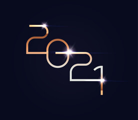 2021 new year golden numbers on black background, unusual logo, isolated vector illustration