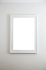 Picture of a frame with white frame and neutral background ready to apply a personalized image. Illustrative image for living room or office fully customizable.
Decoration concept. Art concept.