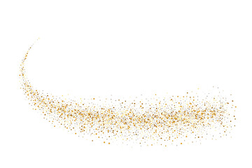 Vector gold glitter wave abstract background, golden sparkles on white background