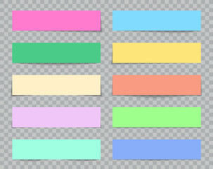 Obraz premium Paper with shadow. Color boxes for web banners. Buttons with frames for text in web page. Blank realistic tags. Bar of labels. horizontal templates for graphic menu. Elements with shadow. Vector