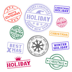 holiday festive christmas stamp set
