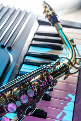 Old Saxophone Piano Keyboard