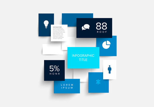 Blue Flat Design Infographic Layout of Content Blocks