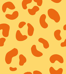 Fototapeta na wymiar Vector seamless pattern of orange leopard spots fur print isolated on yellow background