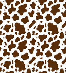 Vector seamless pattern of brown cow fur print isolated on white background