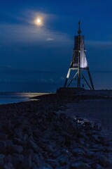 The ‘Kugelbake’, a historic aid to navigation in the city of Cuxhaven, Germany, at the...