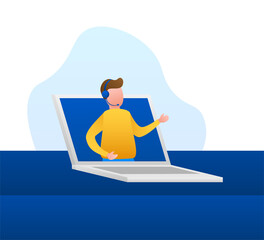 Customer service. Call center landing page. Online support center, assistance. Vector stock illustration.