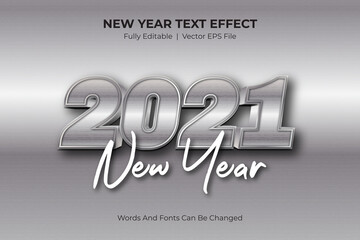 New year 2021 editable vector text style effect