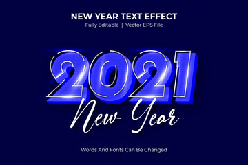 New year 2021 editable vector text style effect