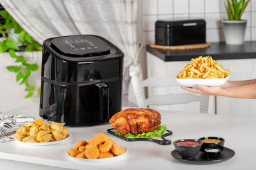 dishes cooked in the airfryer on the kitchen table