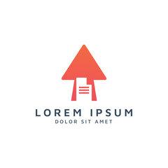 arrow and document negative space logo design