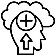 Obraz premium A man head with positive sign and cloud, positive thinking line icon 