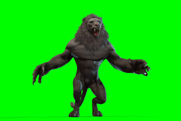 Fototapeta premium Fantasy character Humanoid Lion in epic pose - 3D render