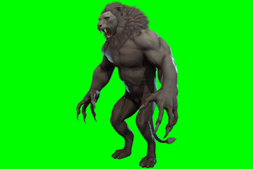 Fantasy character Humanoid Lion in epic pose - 3D render