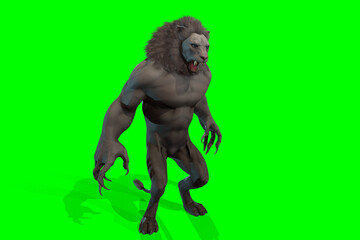 Fantasy character Humanoid Lion in epic pose - 3D render