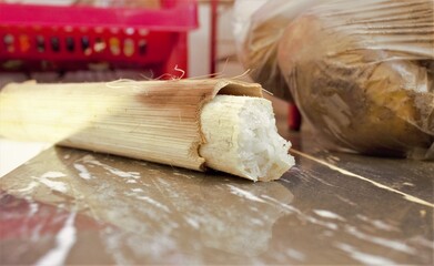 Sticky rice cooked in bamboo