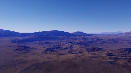 Exoplanet fantastic landscape. Beautiful views of the mountains and sky with unexplored planets. 3D illustration.
