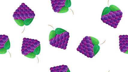Bunch of wine grapes with leaf seamless pattern. Vector illustration for organic food textile, print, poster, fabric, website, app, article. Wine shop and grapes farm design