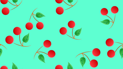 Cherry, Red berry fresh seamless pattern texture abstract background vector illustration, vegetable and fruit smoothie concept