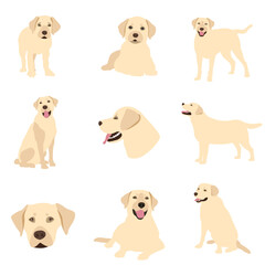 Vector image. The illustration shows dogs in different breeds are hand-drawn. Suitable for coloring pages, pet shop or pet lovers.