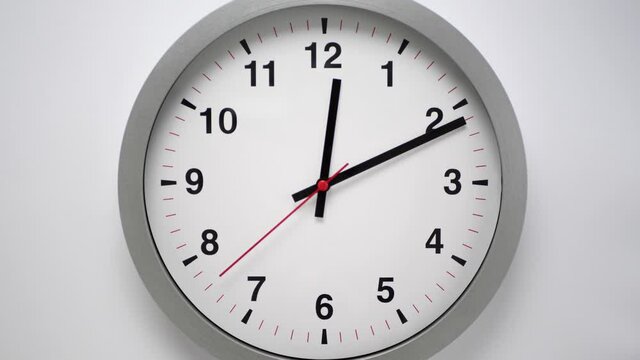 Ticking clock on white background, time lapse