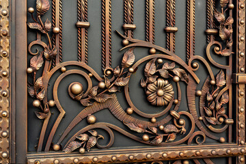 Exquisite decorative forged elements of metal gates