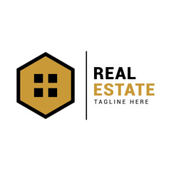 Simple abstract home real estate logo icon vector template.