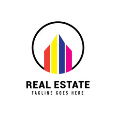 Simple abstract home real estate logo icon vector template.