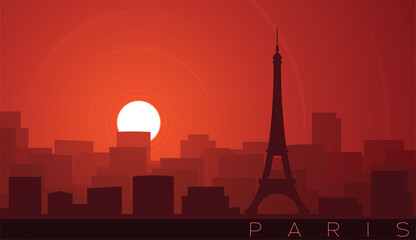 Paris Low Sun Skyline Scene