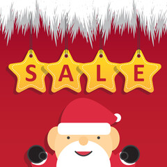 Christmas sale abstract background with Santa Claus, Vector Banner for shop.