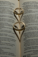 alliances forming heart on top of a bible