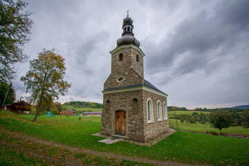 Fototapeta na wymiar Chapel at Vatetice, Sumava national park, Czech republic